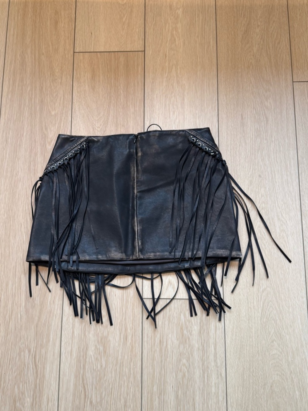 Fulltide Faux Leather Fringe Mini Skirt - Picture 3 of 4